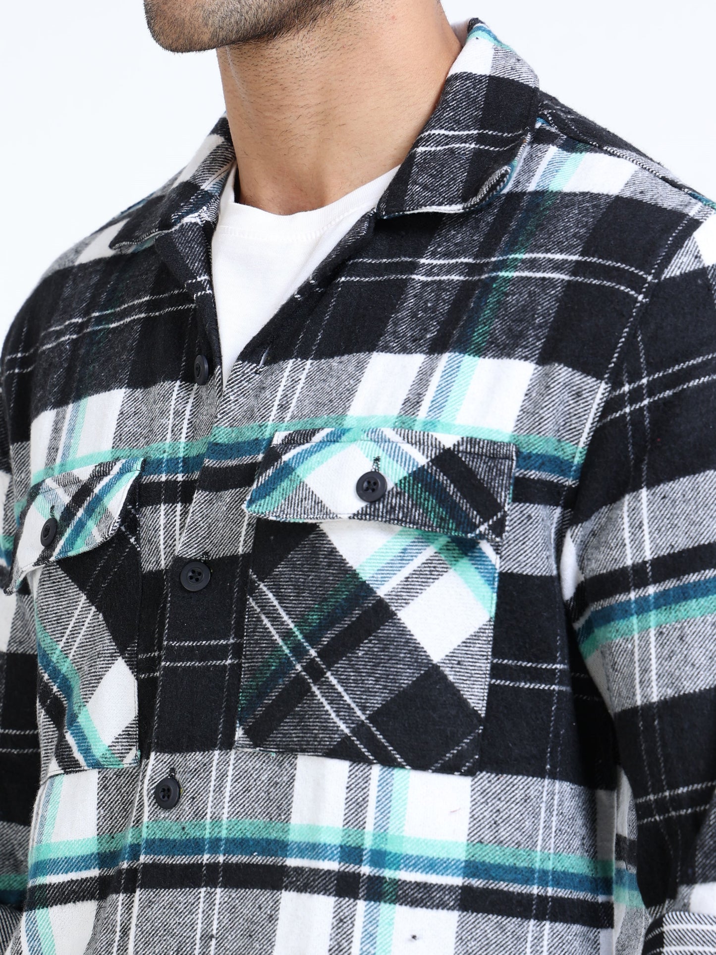 Twill Brushed Checks black Shirt