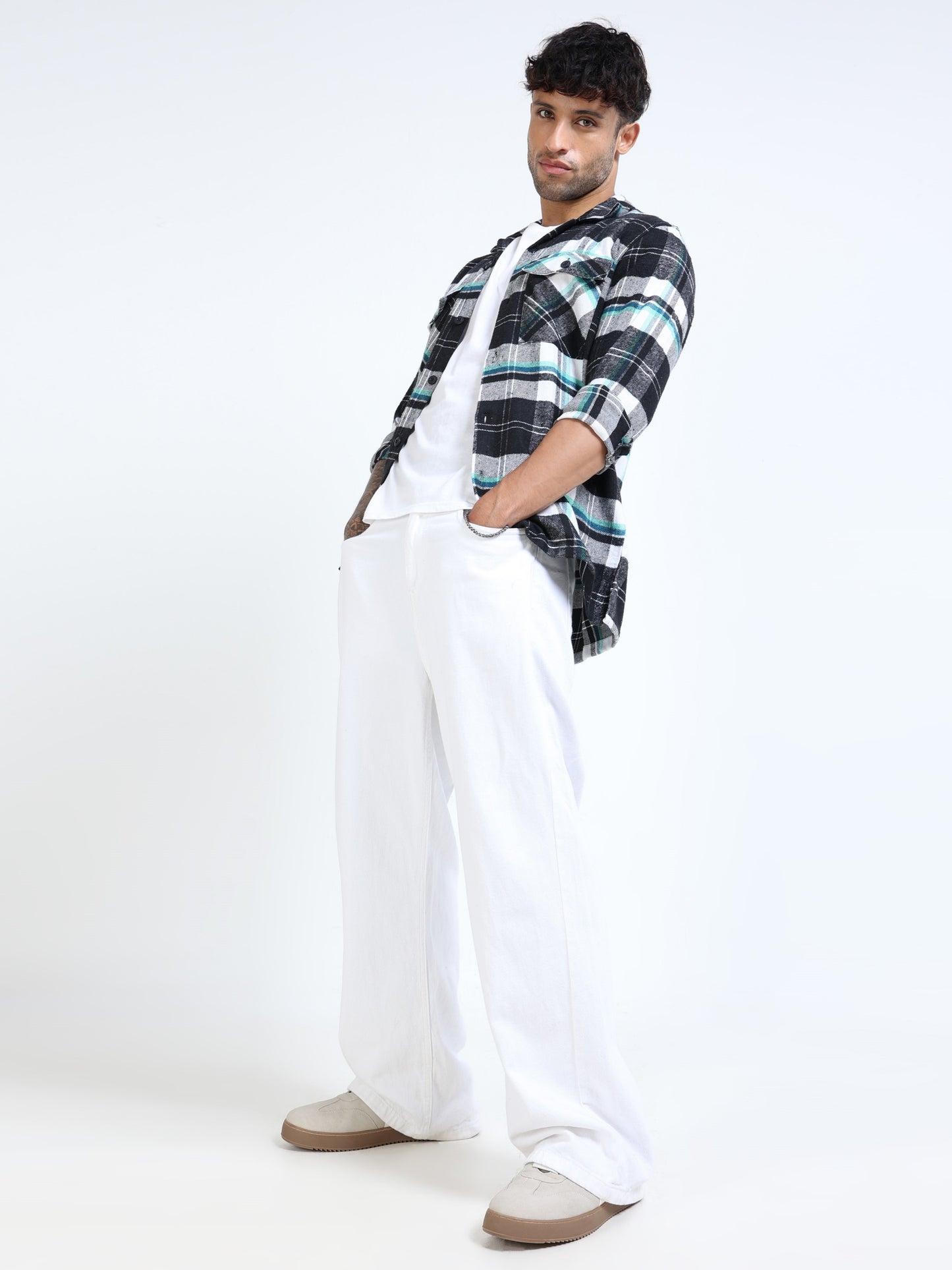 Twill Brushed Checks black Shirt