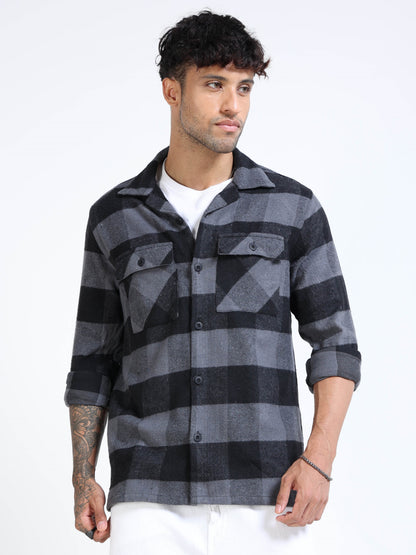 Twill Brushed Checks grey Shirt