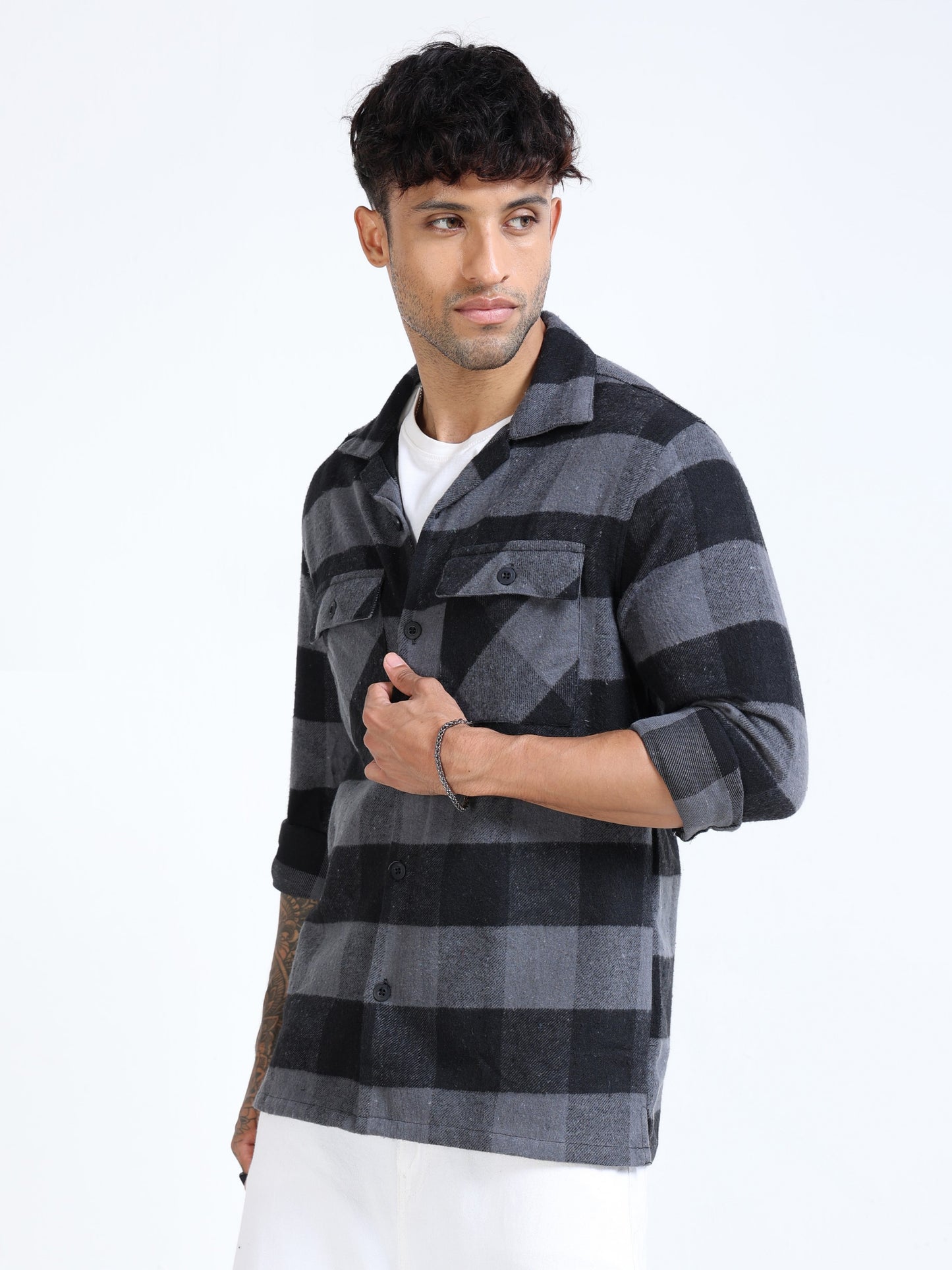 Twill Brushed Checks grey Shirt