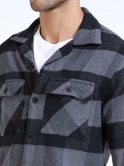 Twill Brushed Checks grey Shirt
