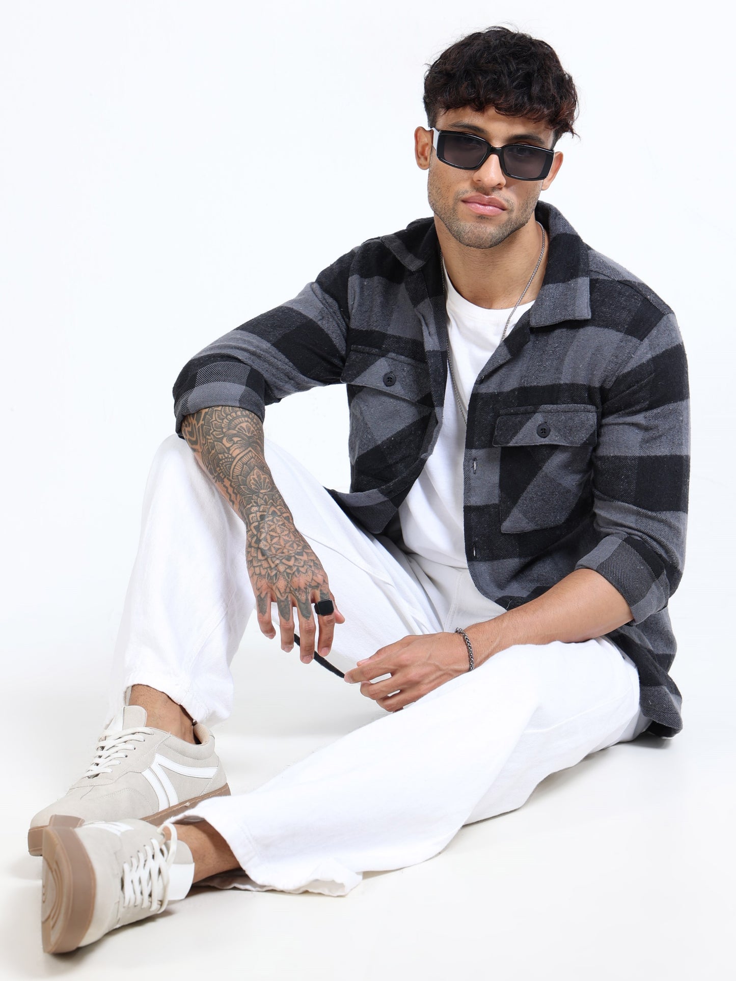 Twill Brushed Checks grey Shirt