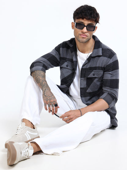 Twill Brushed Checks grey Shirt