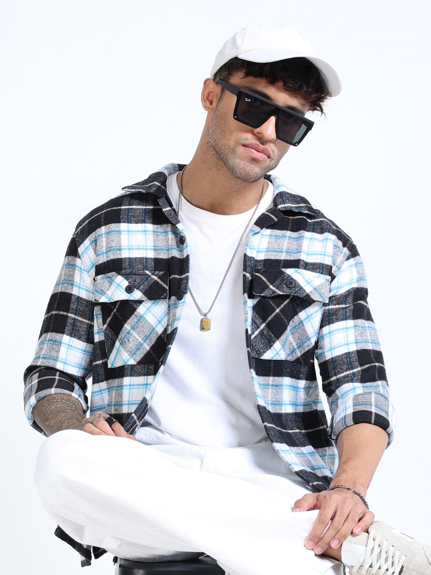 Twill Brushed Checks black Shirt