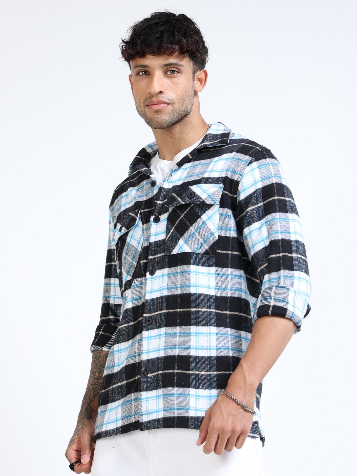 Twill Brushed Checks black Shirt