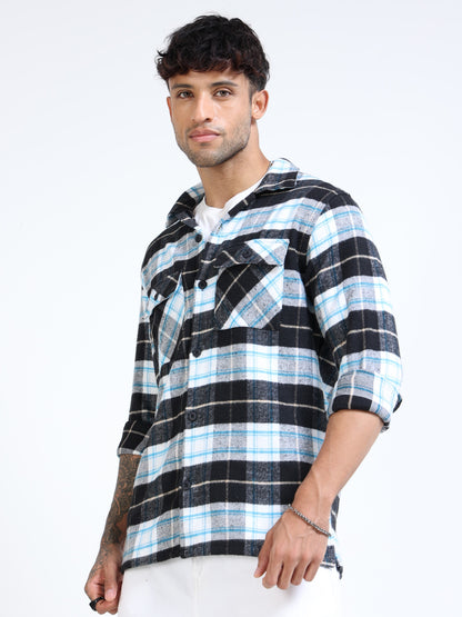 Twill Brushed Checks black Shirt