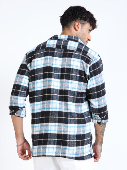 Twill Brushed Checks black Shirt