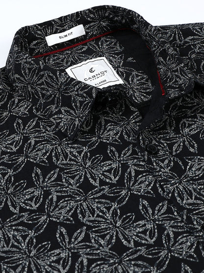 100% Cotton Oxford Print black Shirt