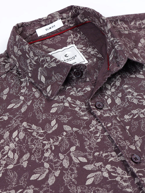 100% Cotton Oxford Print maroon Shirt