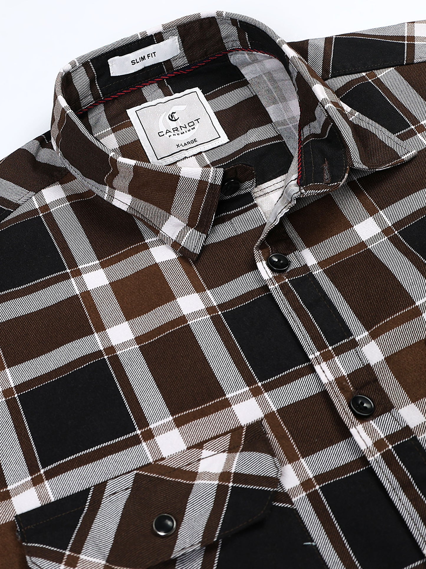 100% Cotton Twill Checks brown Shirt