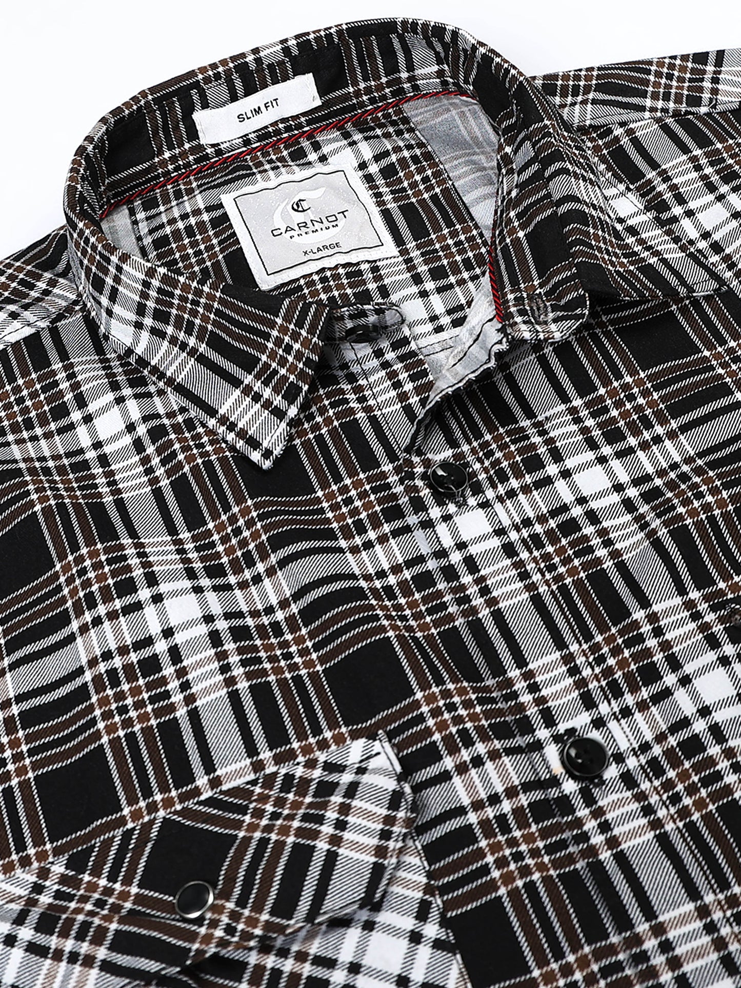 100% Cotton Twill Checks brown Shirt