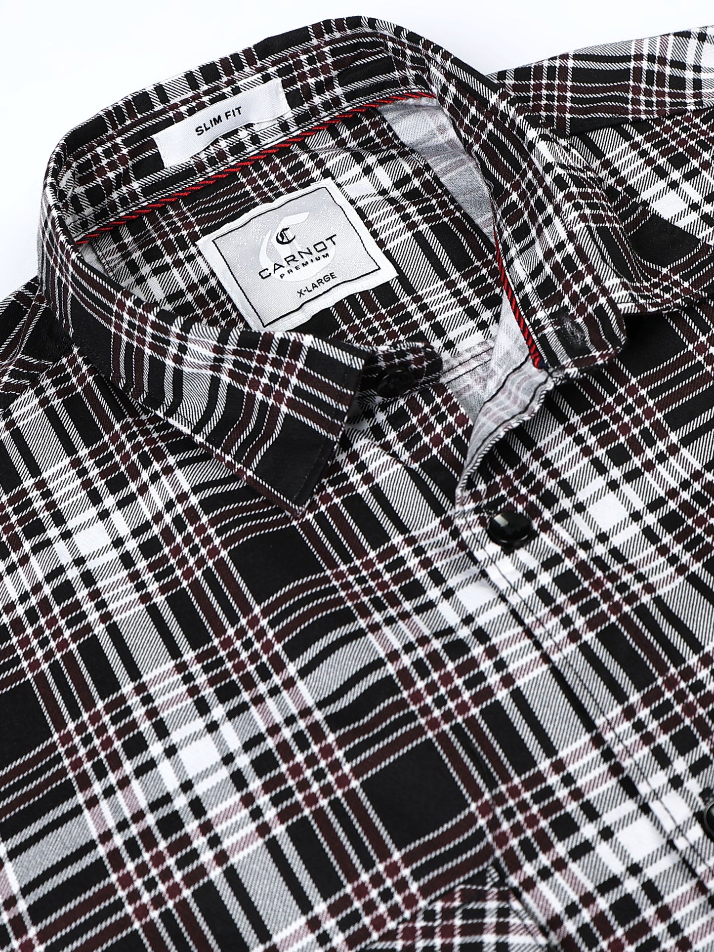 100% Cotton Twill Checks maroon Shirt