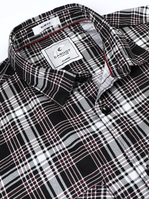 100% Cotton Twill Checks maroon Shirt