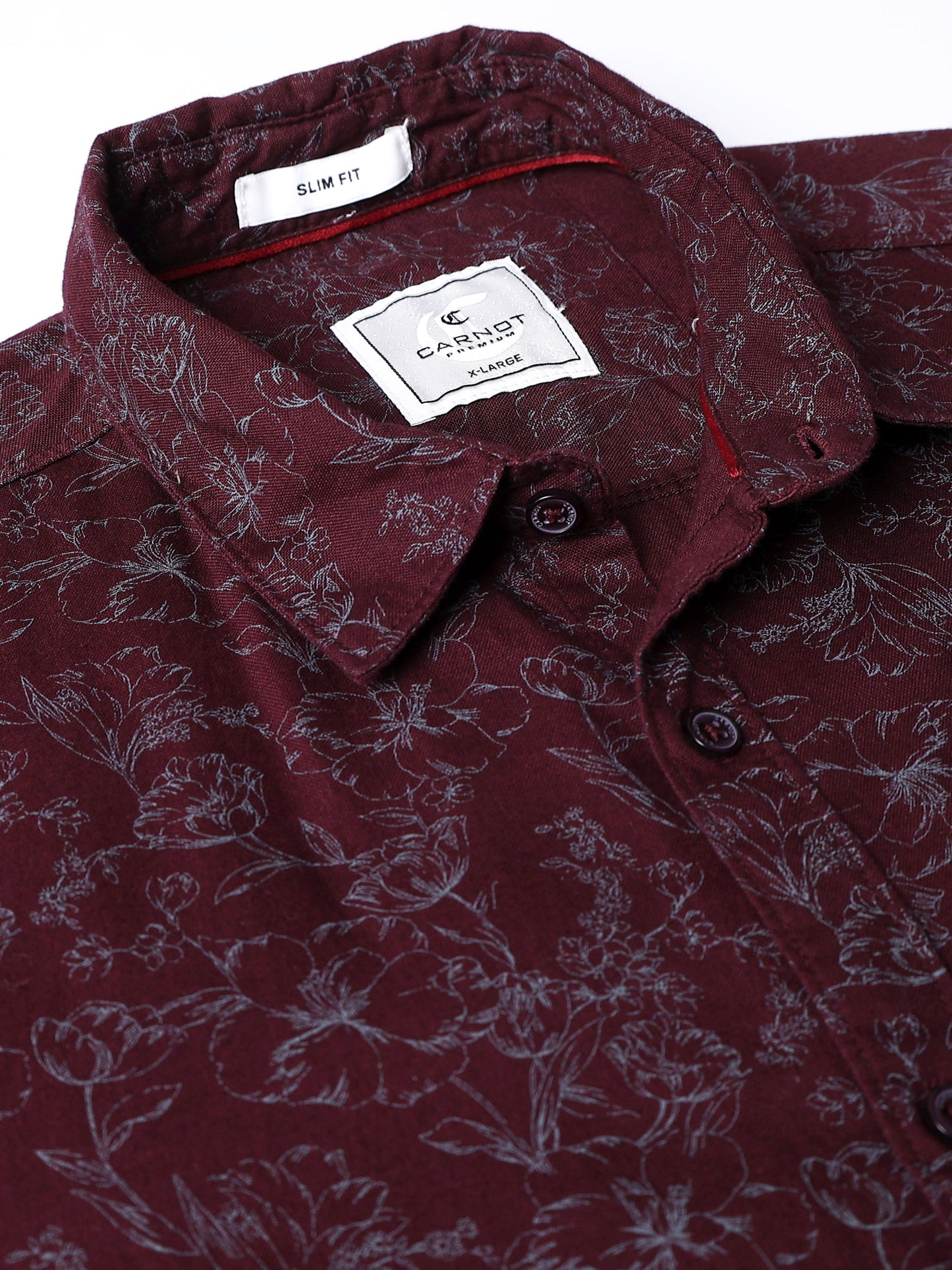 100% Cotton Oxford Print maroon Shirt