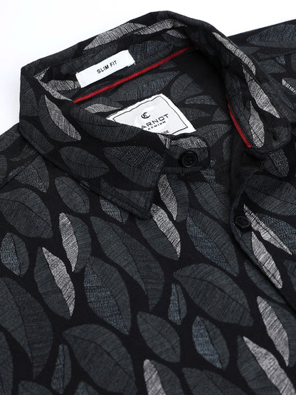 100% Cotton Oxford Print black Shirt
