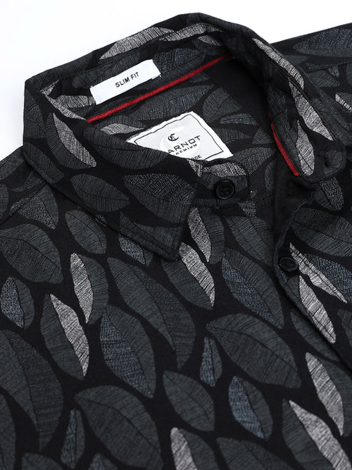 100% Cotton Oxford Print black Shirt