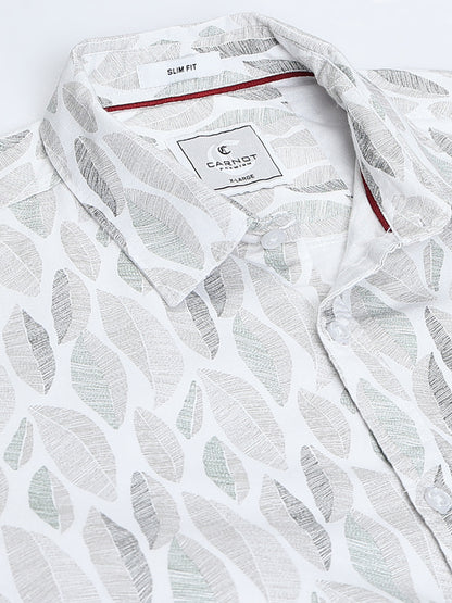 100% Cotton Oxford Print white Shirt