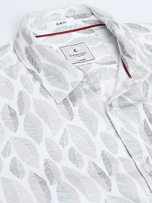 100% Cotton Oxford Print white Shirt