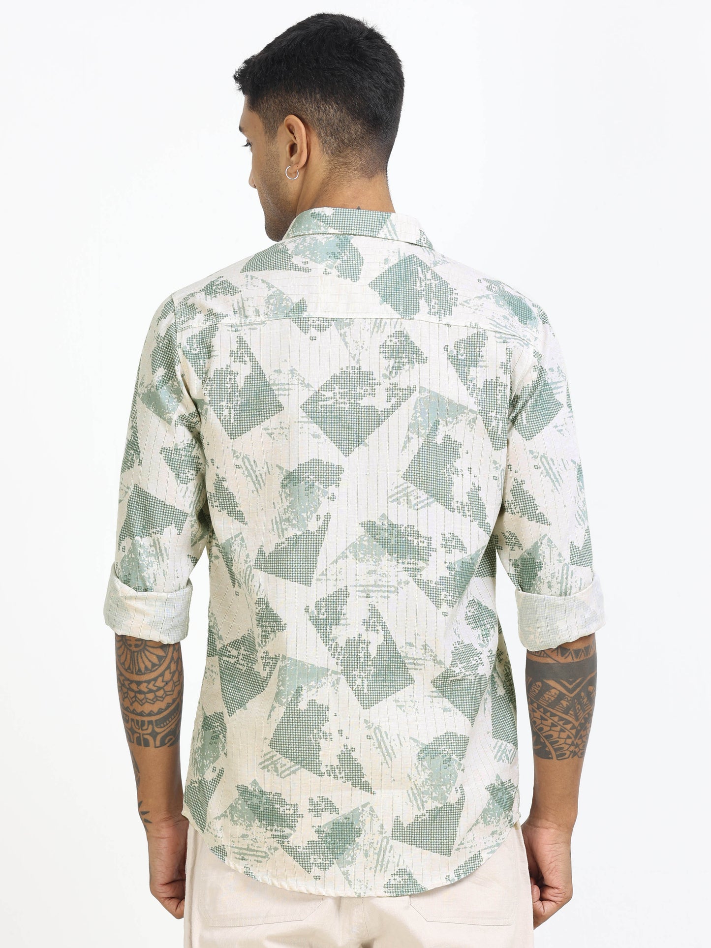 100% Cotton lino Print beige Shirt
