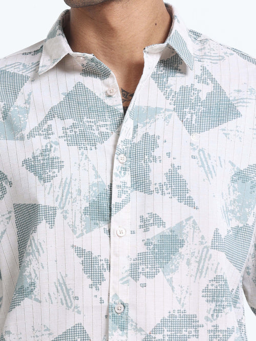 100% Cotton lino Print beige Shirt
