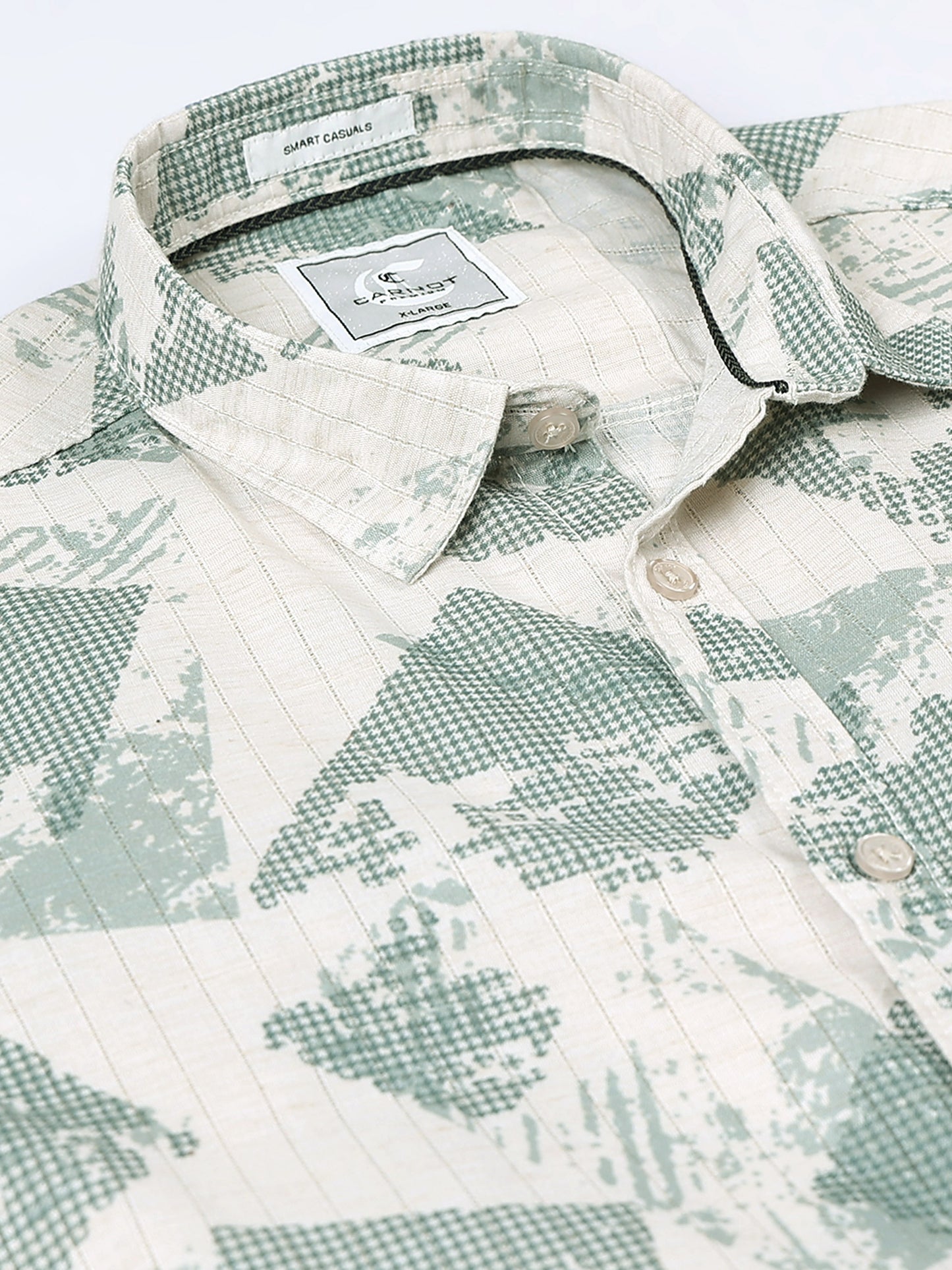 100% Cotton lino Print beige Shirt