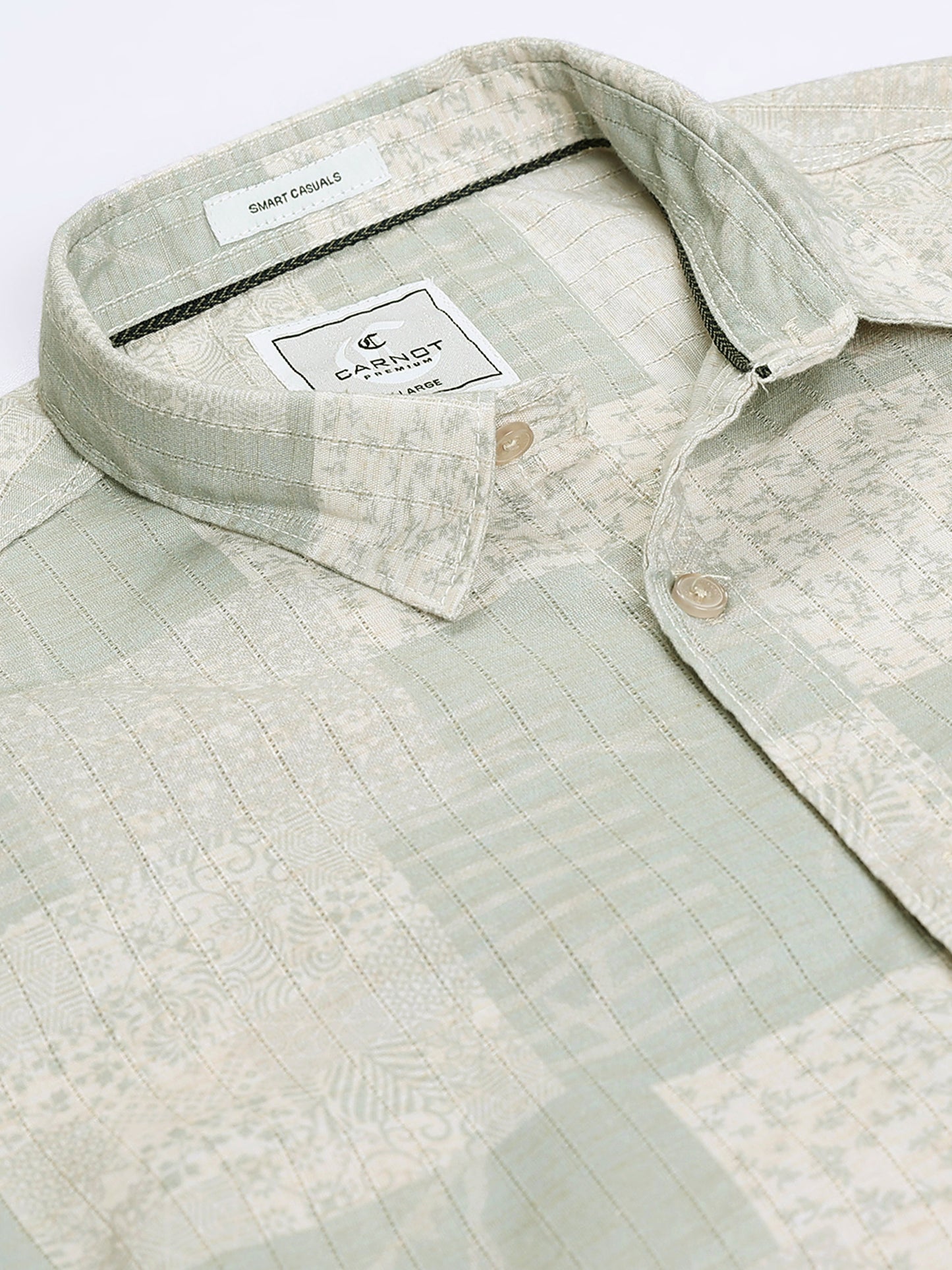 100% Cotton lino Print beige Shirt