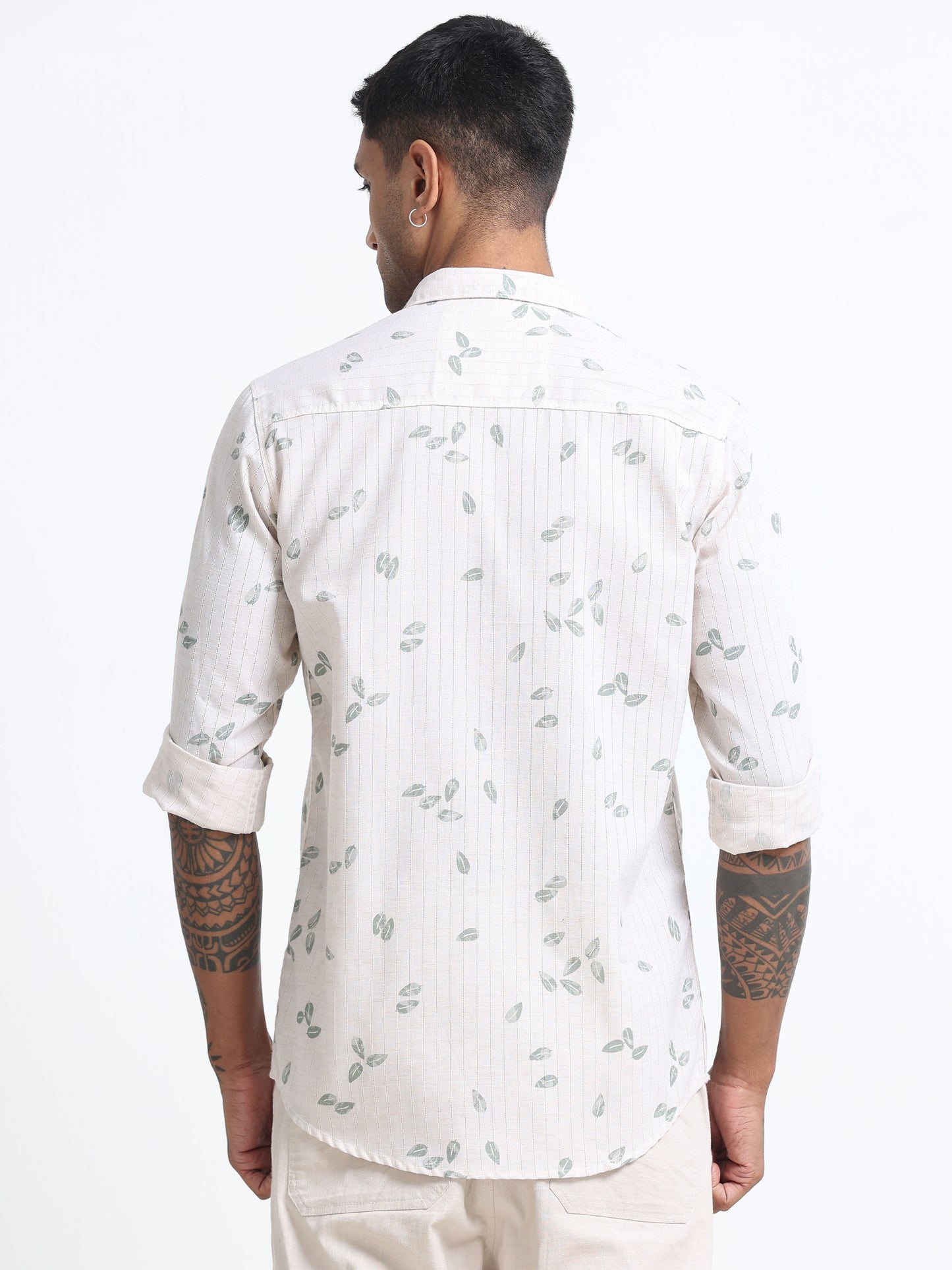 100% Cotton lino Print beige Shirt