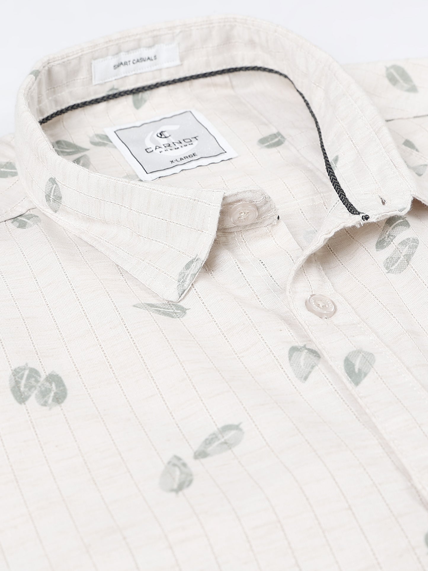 100% Cotton lino Print beige Shirt