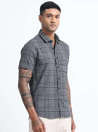 Mocklino Checks black Shirt