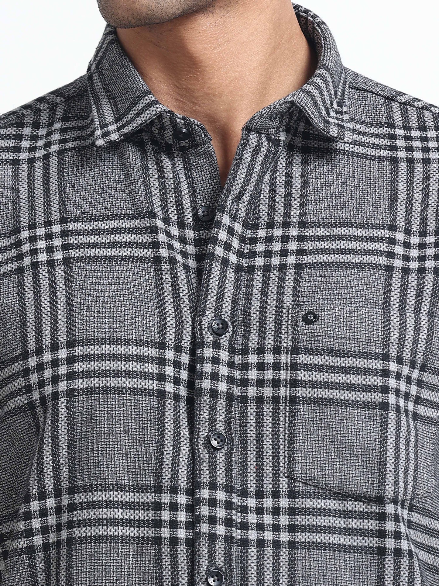 Mocklino Checks black Shirt