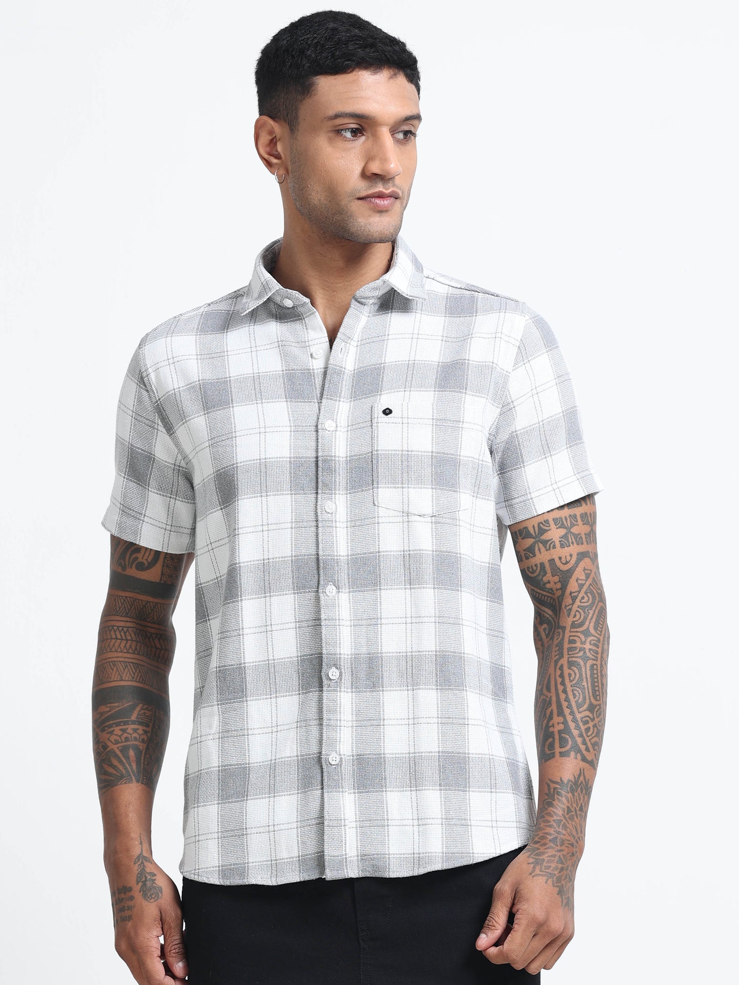 Mocklino Checks grey Shirt