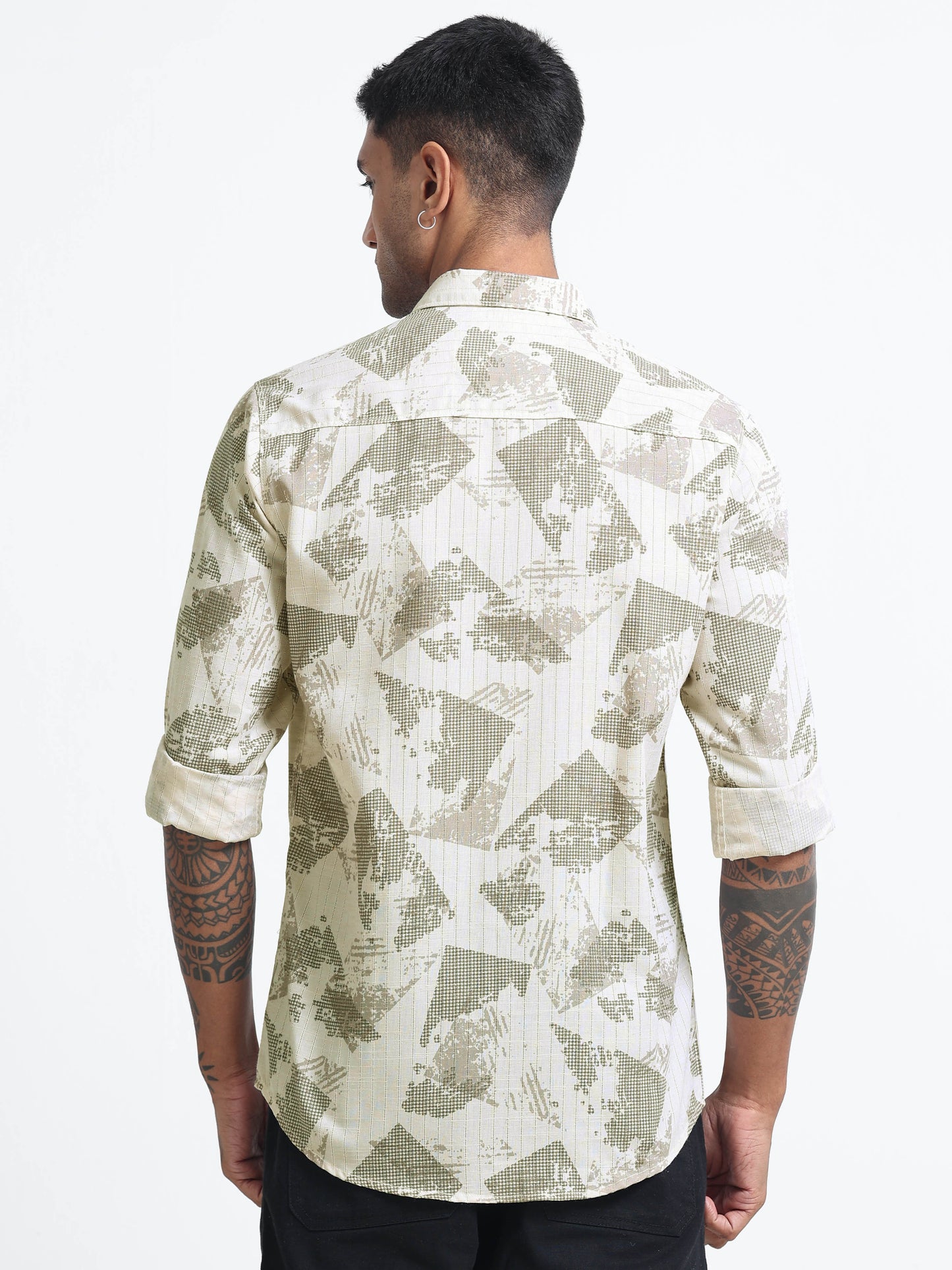 100% Cotton lino Print beige Shirt