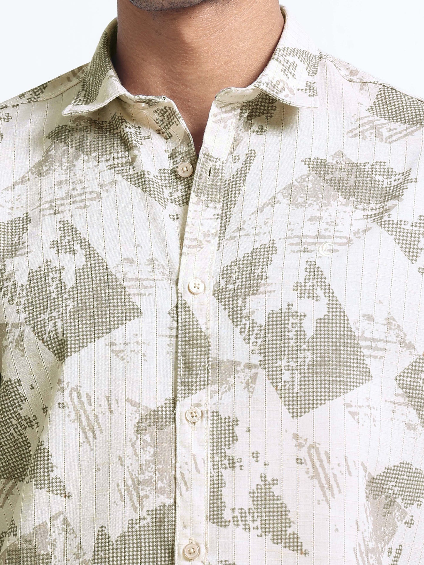 100% Cotton lino Print beige Shirt