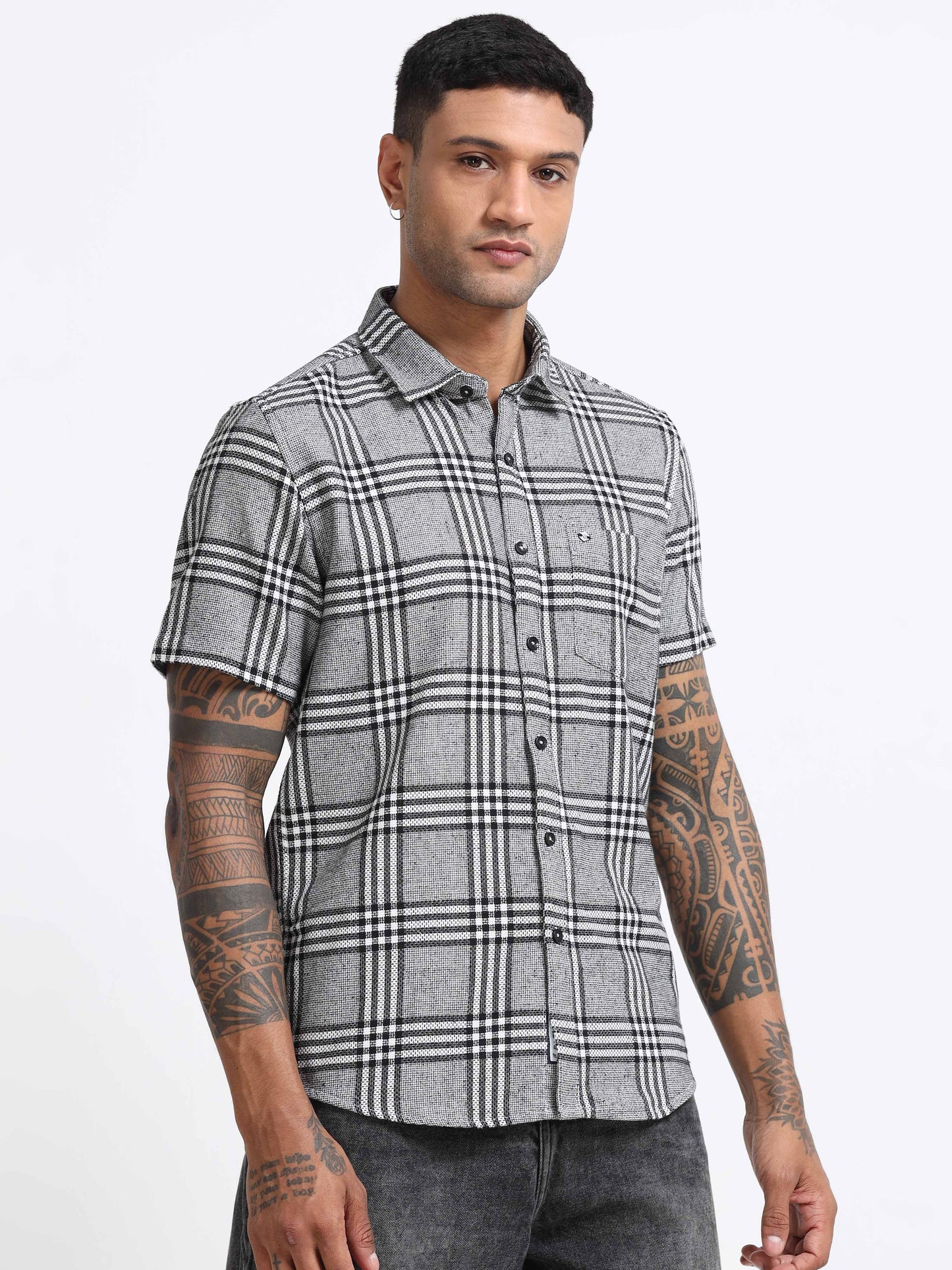 Mocklino Checks grey Shirt