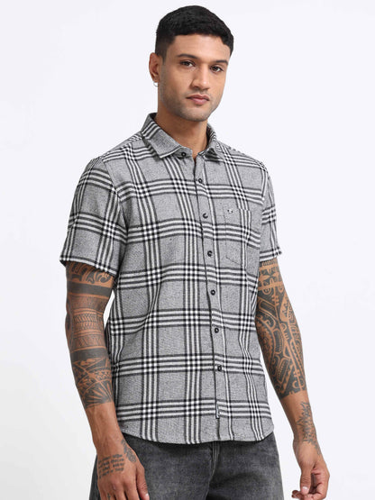 Mocklino Checks grey Shirt