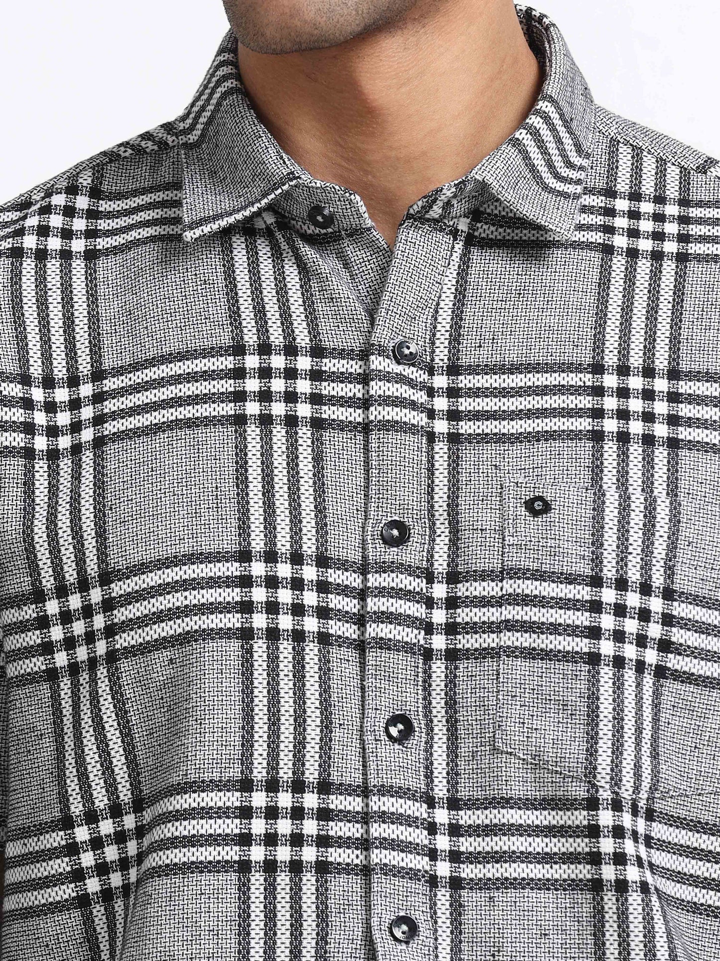 Mocklino Checks grey Shirt