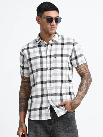 Mocklino Checks white Shirt