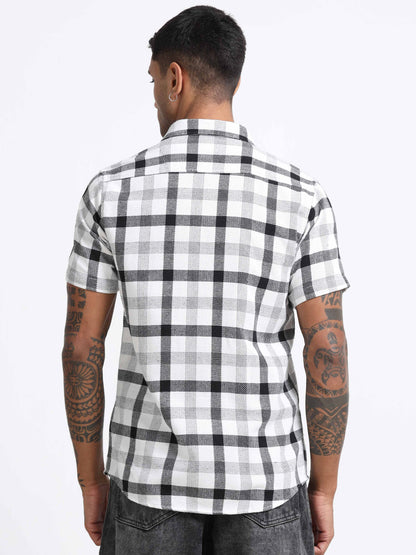 Mocklino Checks white Shirt