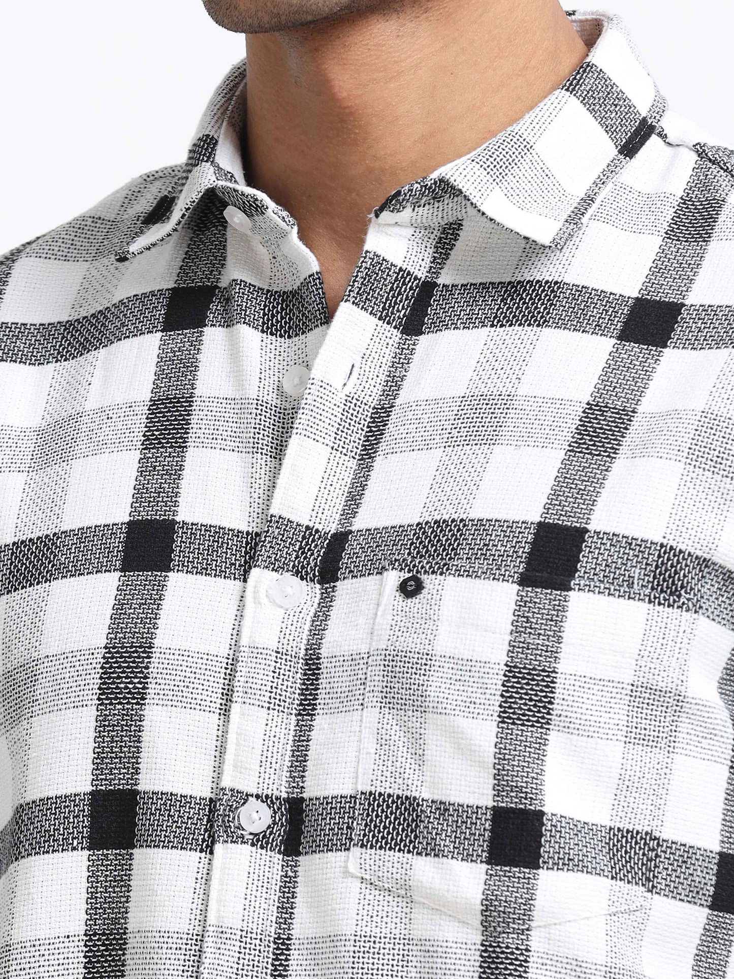Mocklino Checks white Shirt