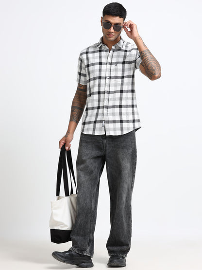 Mocklino Checks white Shirt
