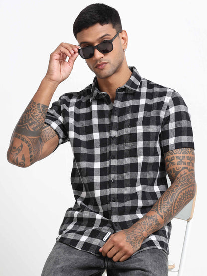 Mocklino Checks black Shirt