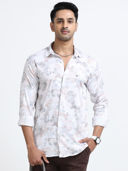 Satin Floral Print pink Shirt