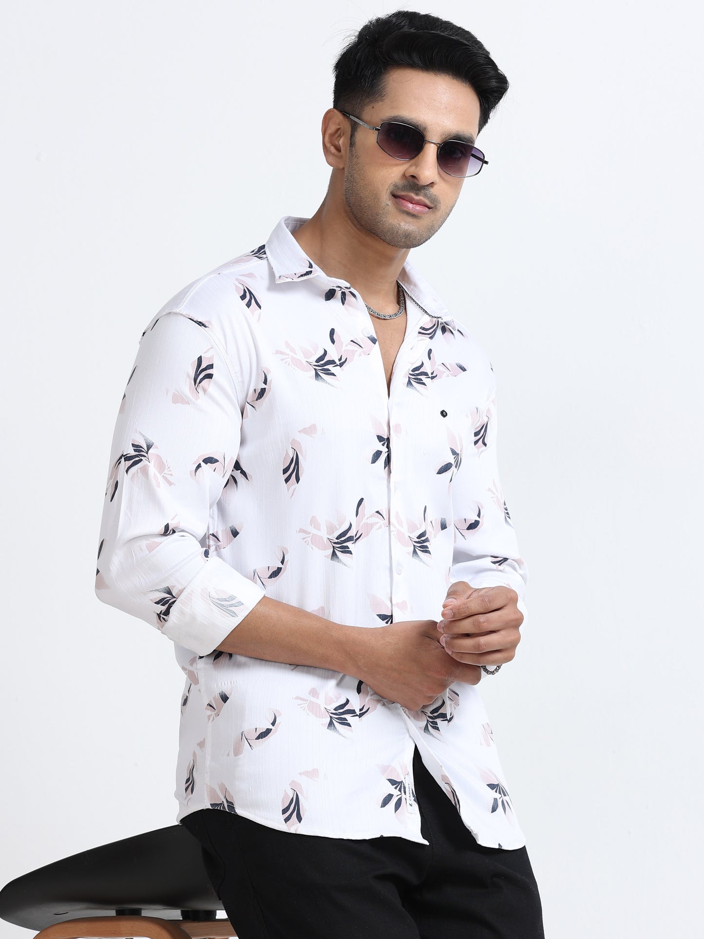 Satin Floral Print pink Shirt