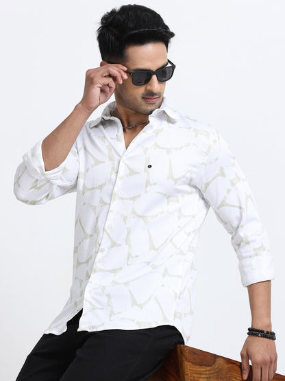 Satin Floral Print dark green Shirt