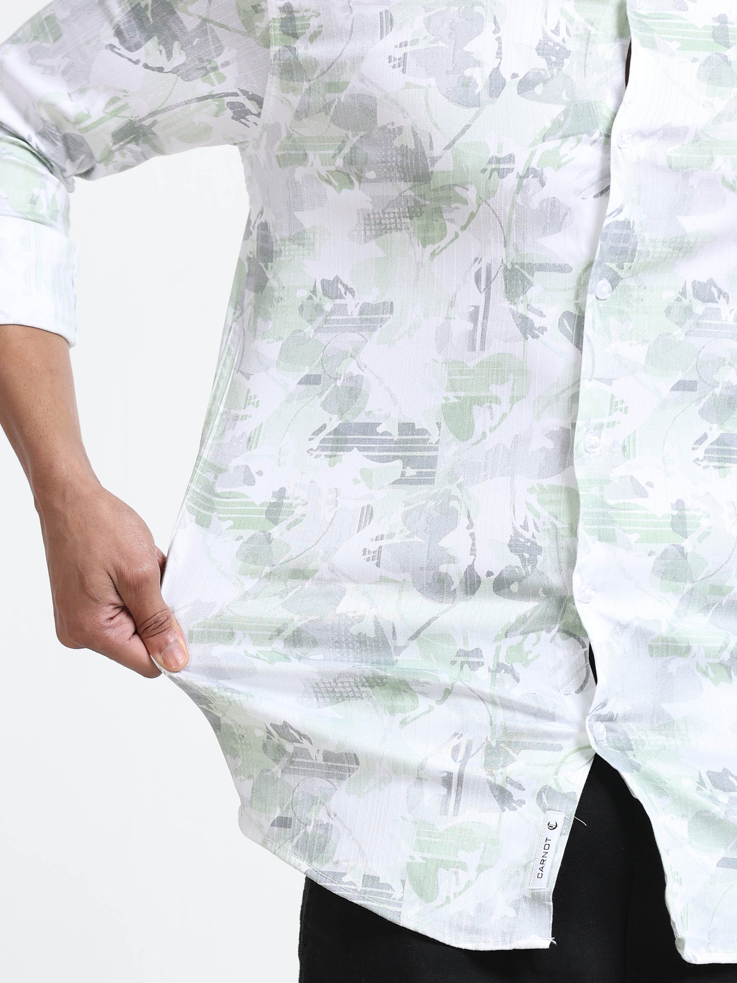 Satin Floral Print green Shirt