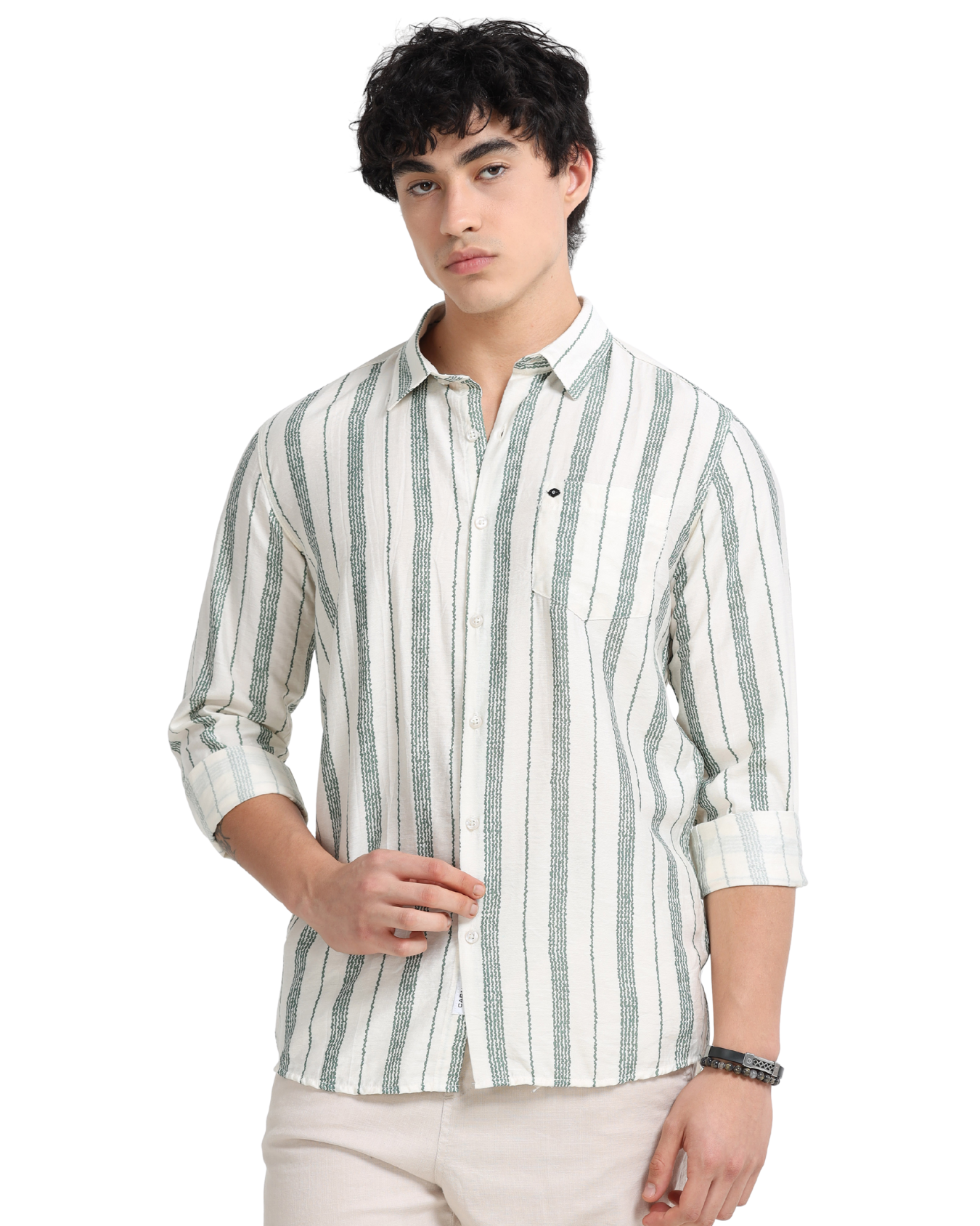 Lycra stripes polo green Shirt