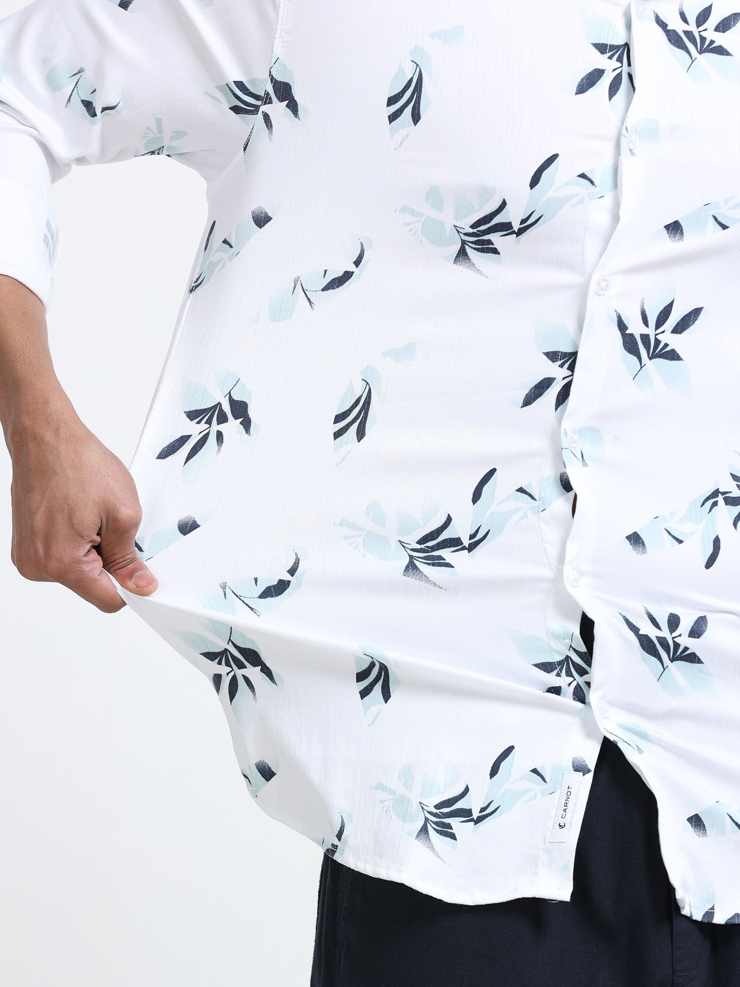 Satin Floral Print green Shirt