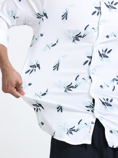 Satin Floral Print green Shirt