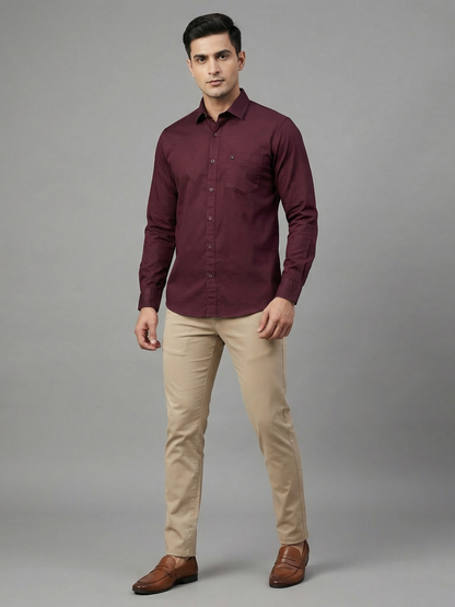 100% Cotton Twill maroon Shirt