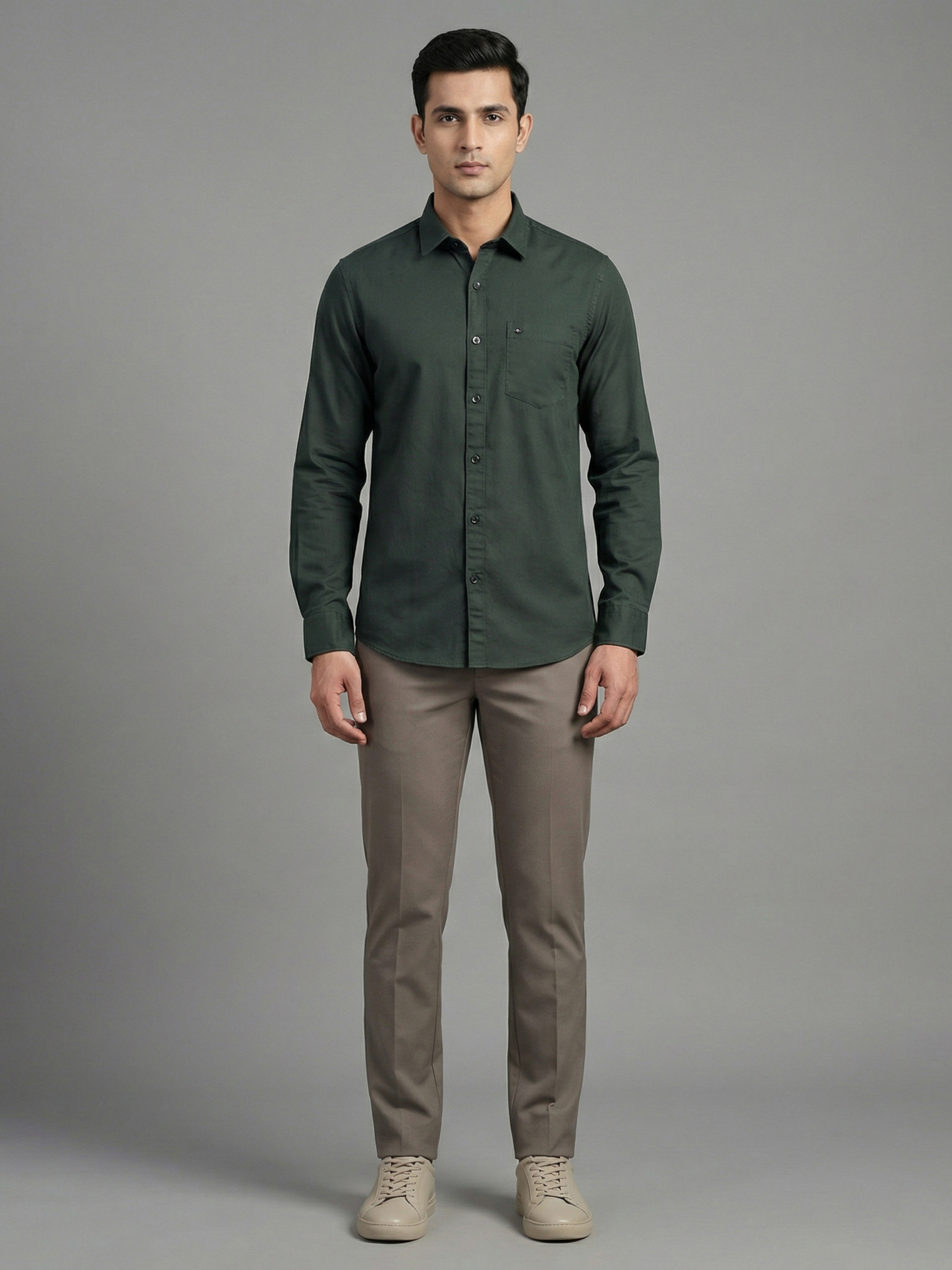 100% Cotton Twill dark green Shirt
